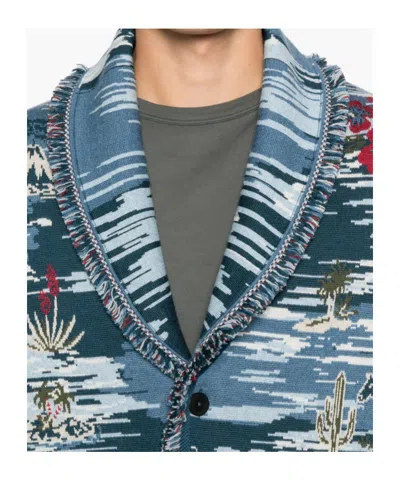 Alanui Fringed Patterned Cardigan In Black