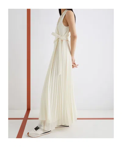 Marella Long Bi-material Dress In White