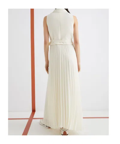 Marella Long Bi-material Dress In White