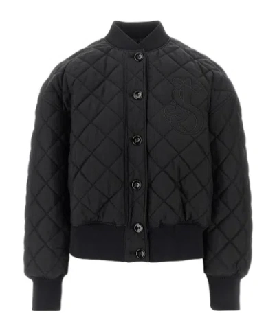Jil Sander Diamond-quilted Twill Padded Bomber Jacket In Black