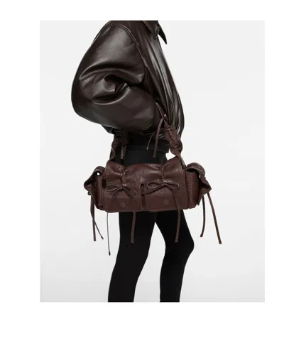 Acne Studios Multi-pocket Leather Shoulder Bag In Brown