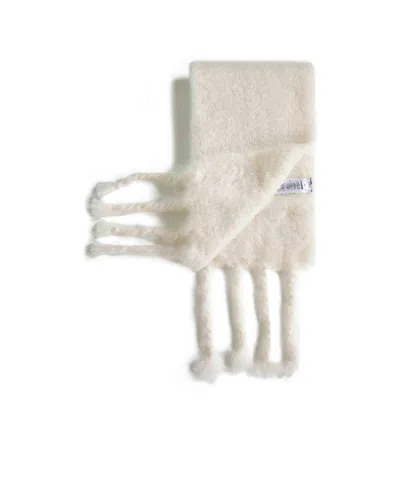 Jil Sander Men Ivory Mohair And Wool Blend Scarf In White
