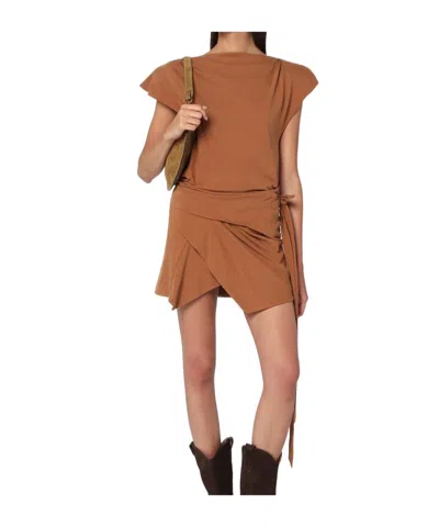 Isabel Marant Asymmetrical Sebani T-shirt In Caramel Colour In Brown