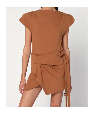 Isabel Marant Asymmetrical Sebani T-shirt In Caramel Colour In Brown
