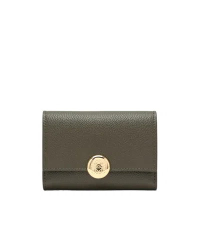 Loewe Pebble Small Vertical Wallet In Pebble Grained Calfskin In Green
