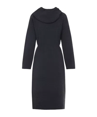Fabiana Filippi Hooded Ankle-length Dress With Ribbed Silk Blend In Gray
