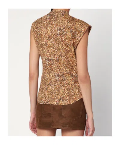 Isabel Marant Asymmetrical Nayda T-shirt With Ochre Print In Gold