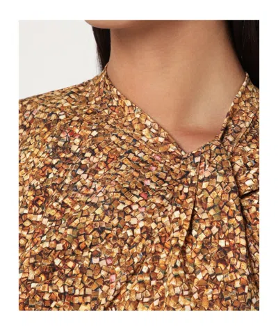 Isabel Marant Asymmetrical Nayda T-shirt With Ochre Print In Gold