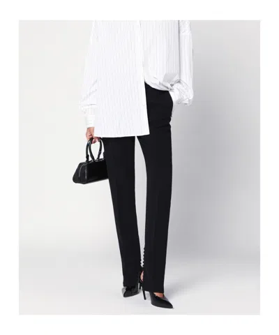 Dries Van Noten Black Trousers With Slits And Buttons In Black