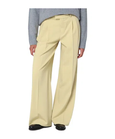 Ami Alexandre Mattiussi Ami Paris Wide Lime-coloured Wool Trousers Women In Neutral