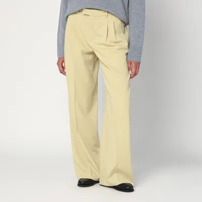 Ami Alexandre Mattiussi Ami Paris Wide Lime-coloured Wool Trousers Women In Neutral