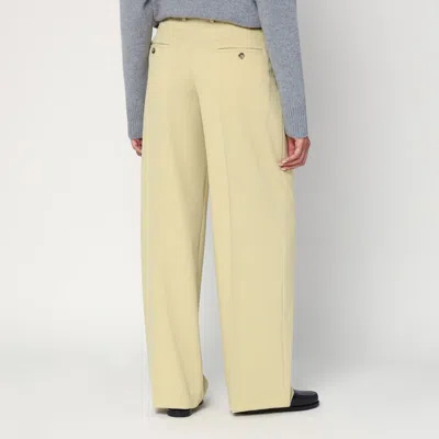 Ami Alexandre Mattiussi Ami Paris Wide Lime-coloured Wool Trousers Women In Neutral