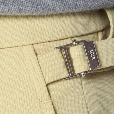 Ami Alexandre Mattiussi Ami Paris Wide Lime-coloured Wool Trousers Women In Neutral