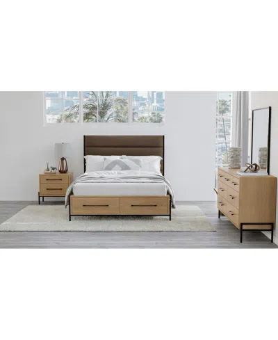 Macy's Linstead 3-pc. Queen Upholstered Set (bed, Dresser & Nightstand), Created For  In Brown