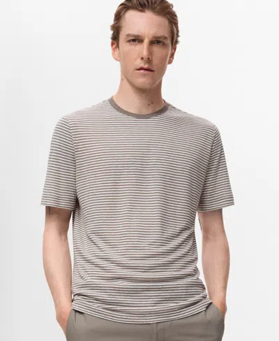 Mango Men's Striped Slim-fit Linen T-shirt In Multi