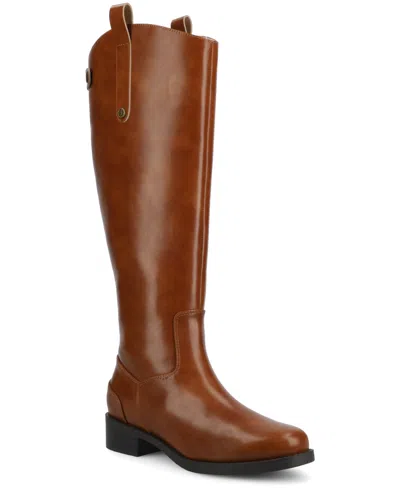 Journee Collection Journee Women's Gema Medium And Wide Width Knee High Riding Boots In Brown