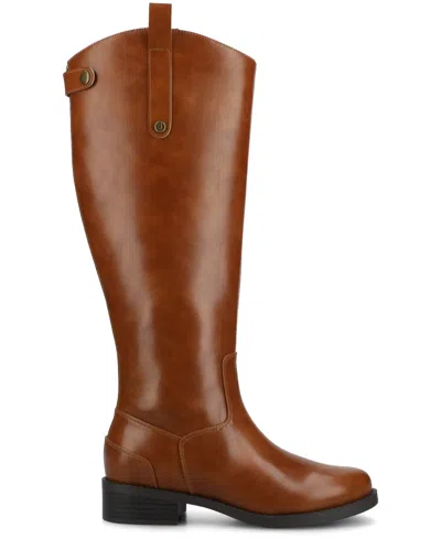 Journee Collection Journee Women's Gema Medium And Wide Width Knee High Riding Boots In Brown