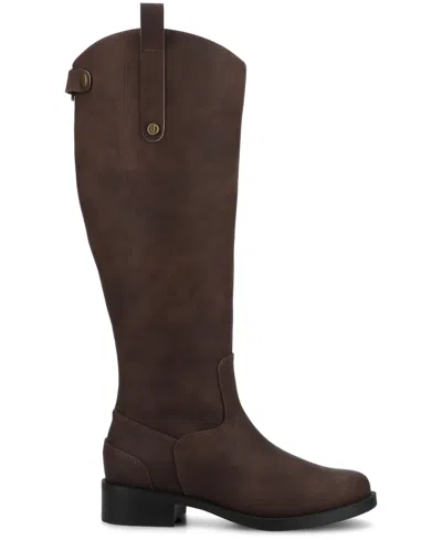 Journee Collection Journee Women's Gema Medium And Wide Width Knee High Riding Boots In Brown