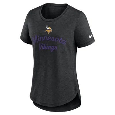 Nike Black Minnesota Vikings Script Tri-blend T-shirt In Black