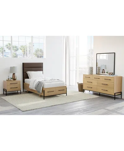 Macy's Linstead 3-pc. Twin Upholstered Storage Set (bed, Dresser & Nightstand), Created For  In Brown