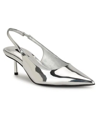 Nine West Women's Hunny Pointy Toe Slingback Pumps In Silver