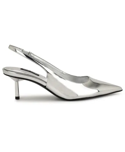 Nine West Women's Hunny Pointy Toe Slingback Pumps In Silver