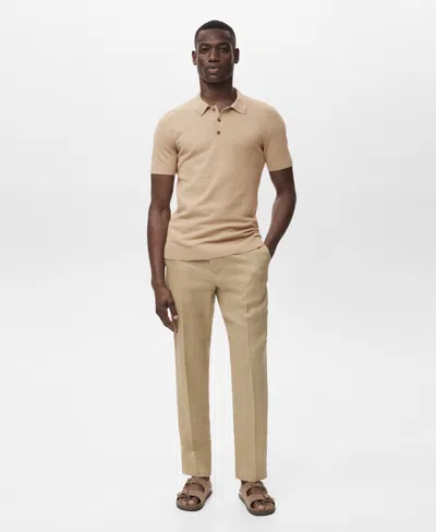 Mango Men's Fine-knit Cotton Polo Shirt In Brown