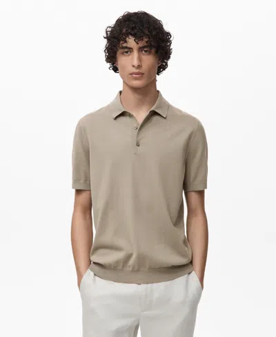 Mango Solid Cotton Polo Sweater In Brown