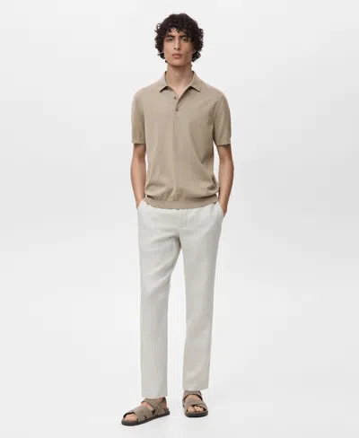 Mango Solid Cotton Polo Sweater In Brown