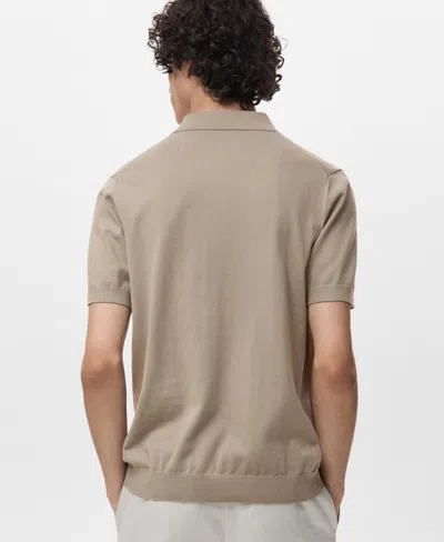 Mango Solid Cotton Polo Sweater In Brown