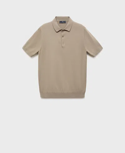 Mango Solid Cotton Polo Sweater In Brown