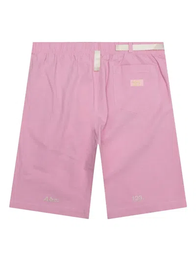 Advisory Board Crystals Pull-tab Pocketed Shorts In Pink