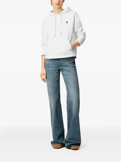 Ami Alexandre Mattiussi Ami Paris Ami Paris De Coeur Cotton Hoodie In White
