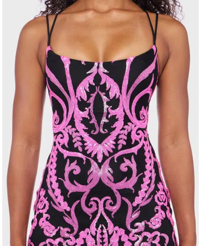 B Darlin Juniors' Sequined Mesh Bodycon Dress In Blue