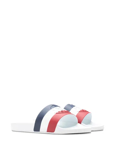 Moncler Basile Embossed Logo Slides In White