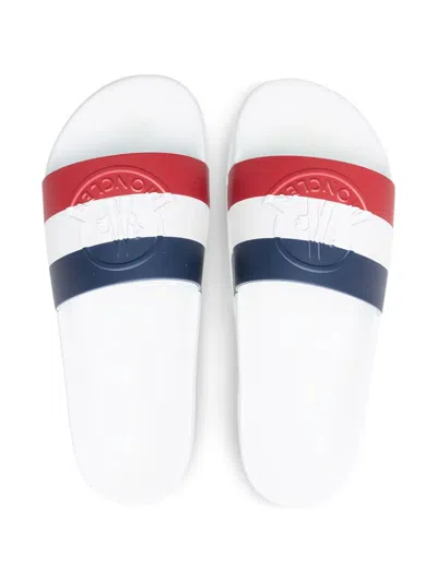 Moncler Basile Embossed Logo Slides In White