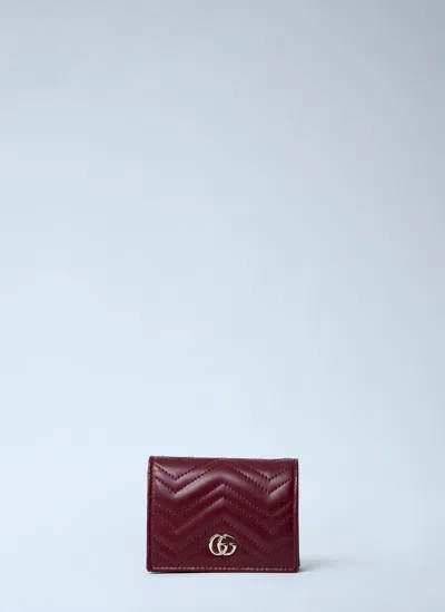 Gucci Gg Marmont Rosso Ancora Card Holder Women In Red