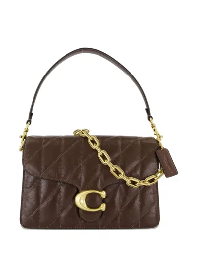 Coach Quilted Glazed Leather Chain Tabby Shoul In Brown