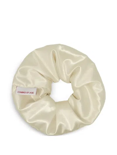 Coa Nyc Satin Scrunchie In Gray