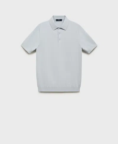 Mango Solid Cotton Polo Sweater In Blue