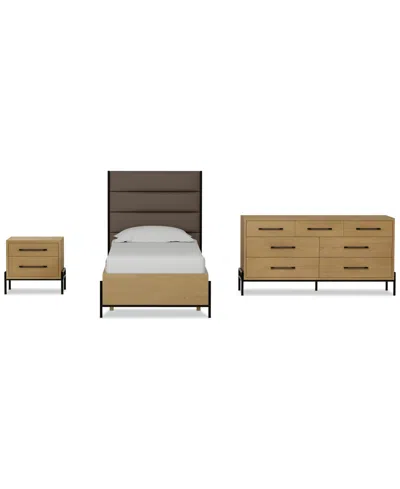 Macy's Linstead 3-pc. Twin Upholstered Storage Set (bed, Dresser & Nightstand), Created For  In Transparent