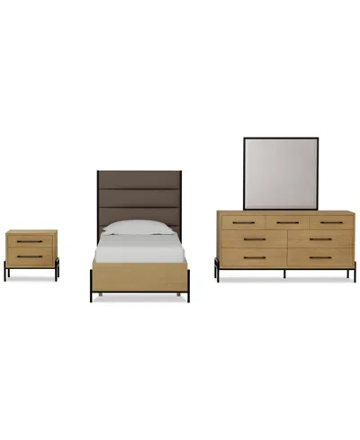 Macy's Linstead 3-pc. Twin Upholstered Storage Set (bed, Dresser & Nightstand), Created For  In Transparent