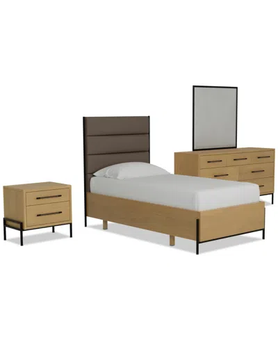 Macy's Linstead 3-pc. Twin Upholstered Storage Set (bed, Dresser & Nightstand), Created For  In Transparent