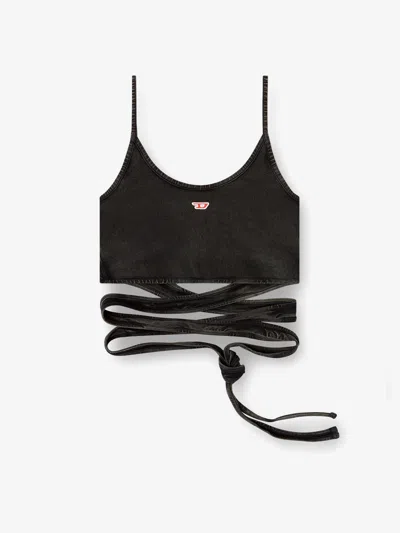 Diesel Womens 02a T-leya-tail Wrap-around Cotton-jersey Top In Black