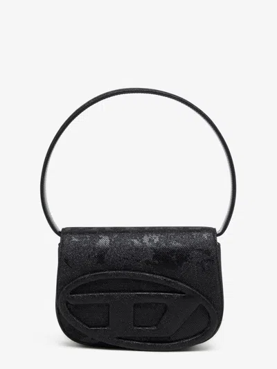 Diesel 1dr-iconic 1dr Bag In Glitter-camo Lurex In Black