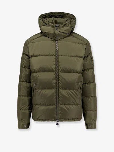 Moncler Men Baudinet Down Jacket With Logo Patch In Green