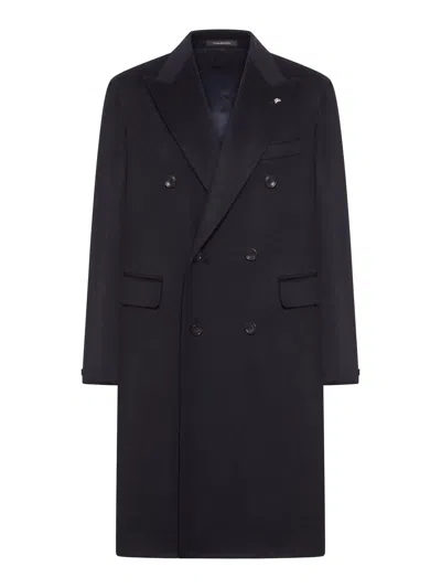 Tagliatore Double-breasted Coat In Blue