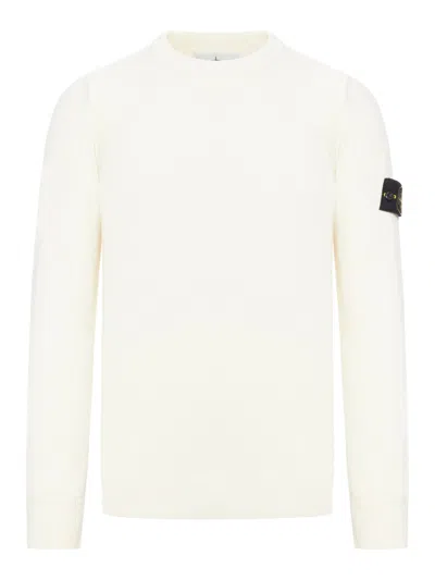 Stone Island Mens Ivory Brand-patch Crewneck Cotton-fleece Sweatshirt Xxl In White