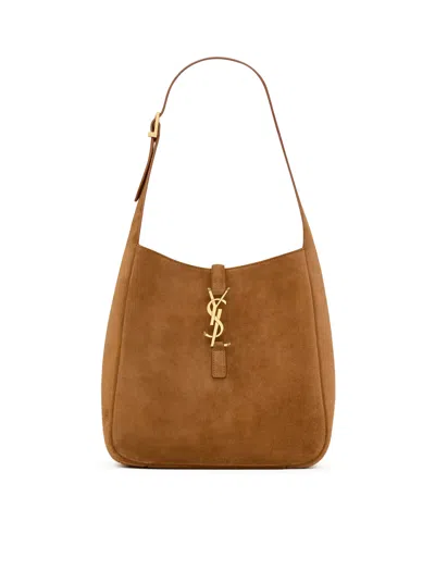 Saint Laurent Le 5 A 7 Suede Hobo Bag In Brown