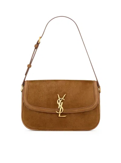 Saint Laurent Solferino Medium Ysl Shoulder Bag In Suede In Multi